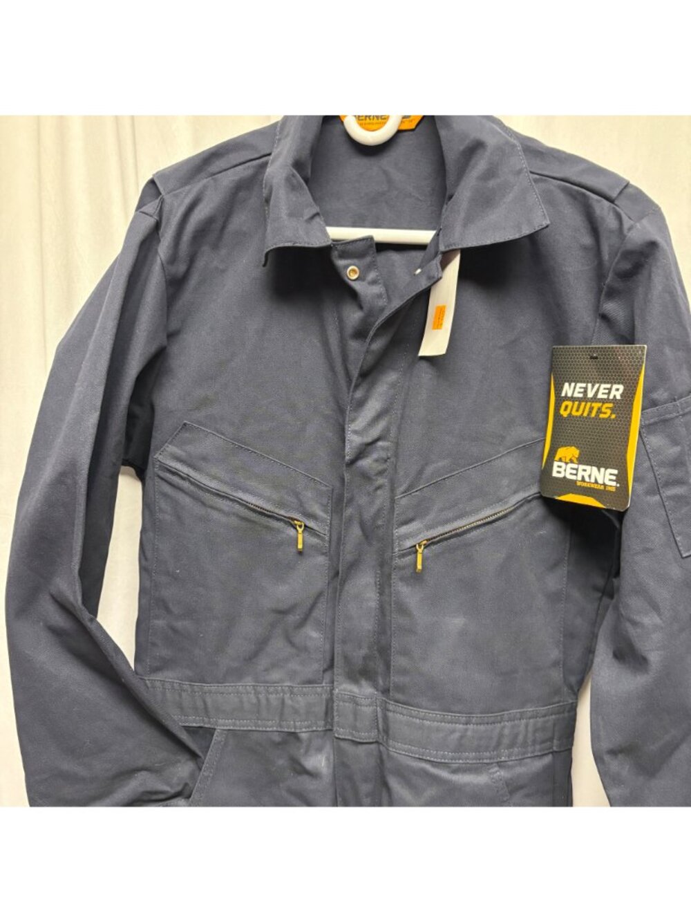 Berne Coveralls Mens Size Small Chest 36-38in Durable Navy Durable Workwear NEW - Picture 2 of 11